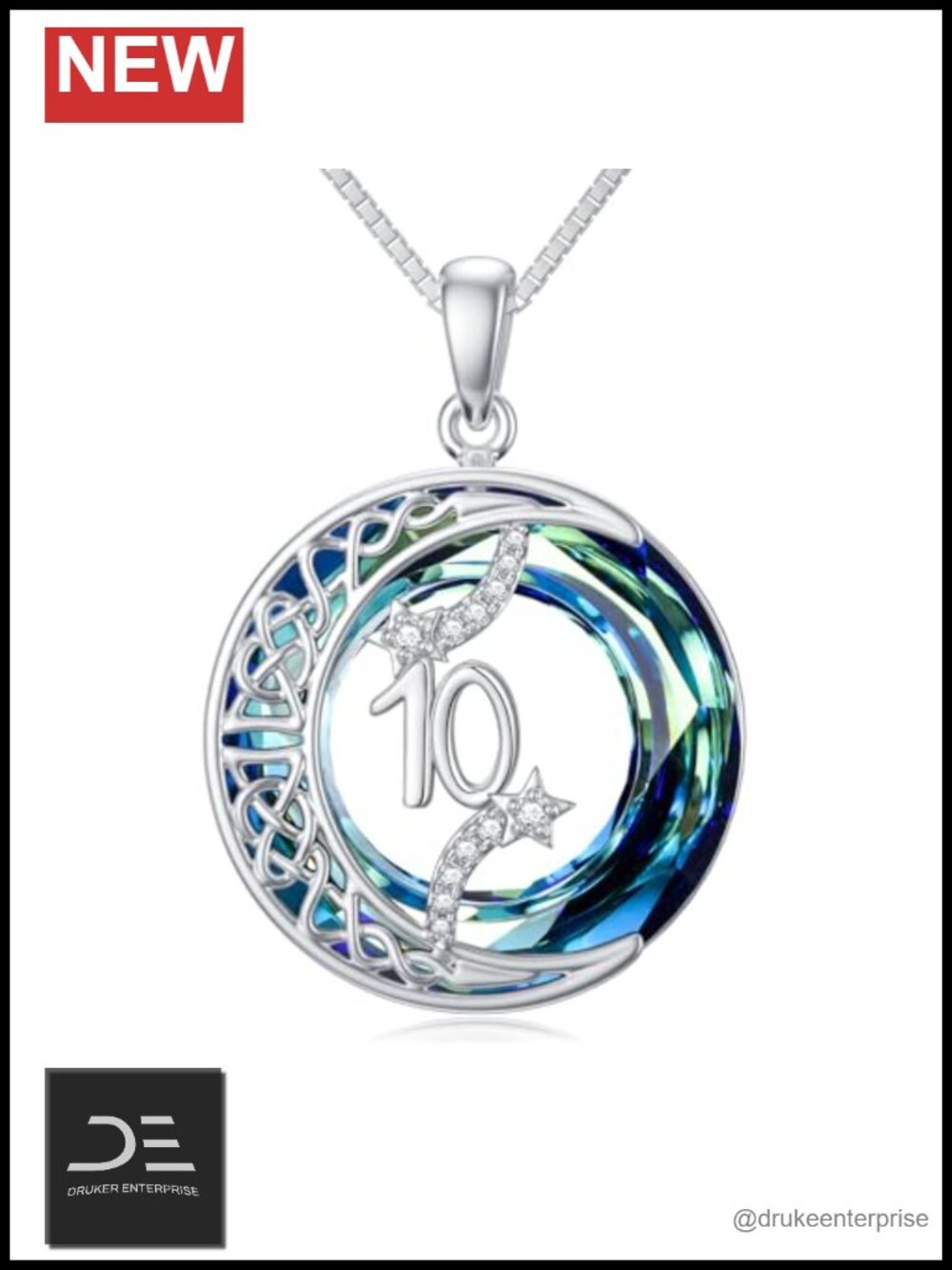 925 Sterling Silver Moon Star Pendant Necklace Hypoallergenic Dainty Jewelry